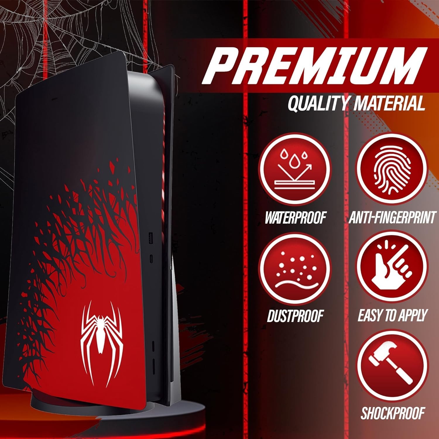 PS5 Disc Edition Plastic Front Plates Faceplates – Cover Red Black Spider Style