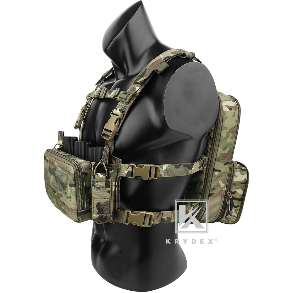 KRYDEX D3CR Chest Rig Harness Mag Pouches & D3 Flatpack Backpack MOLLE Rucksack