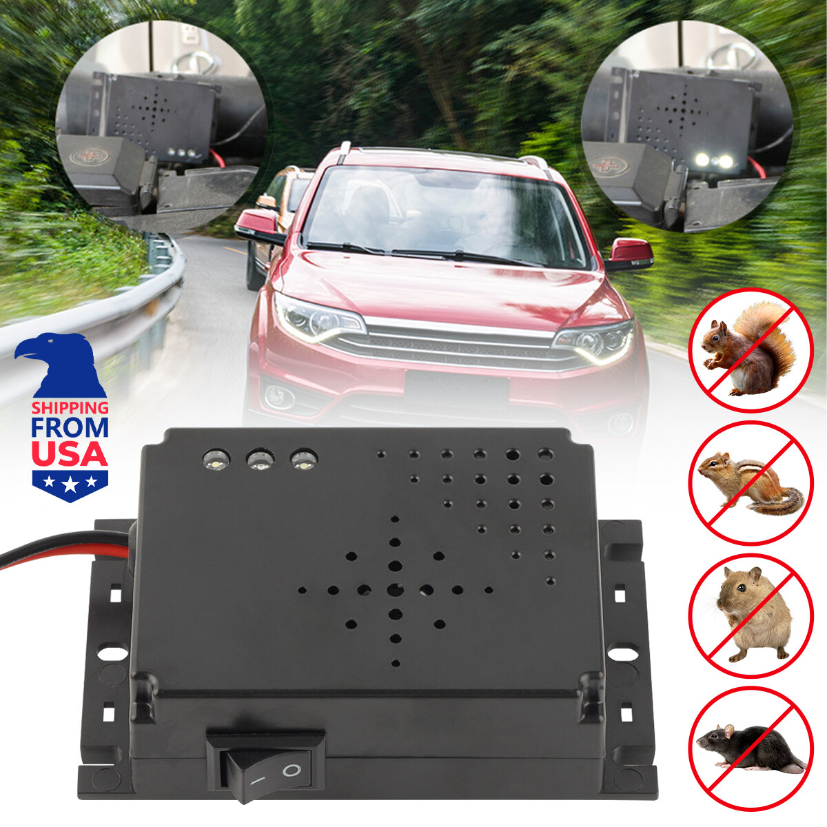 Car Ultrasonic Mouse Repeller for Rat Rodent Deterrent Wire Engine Pest Control