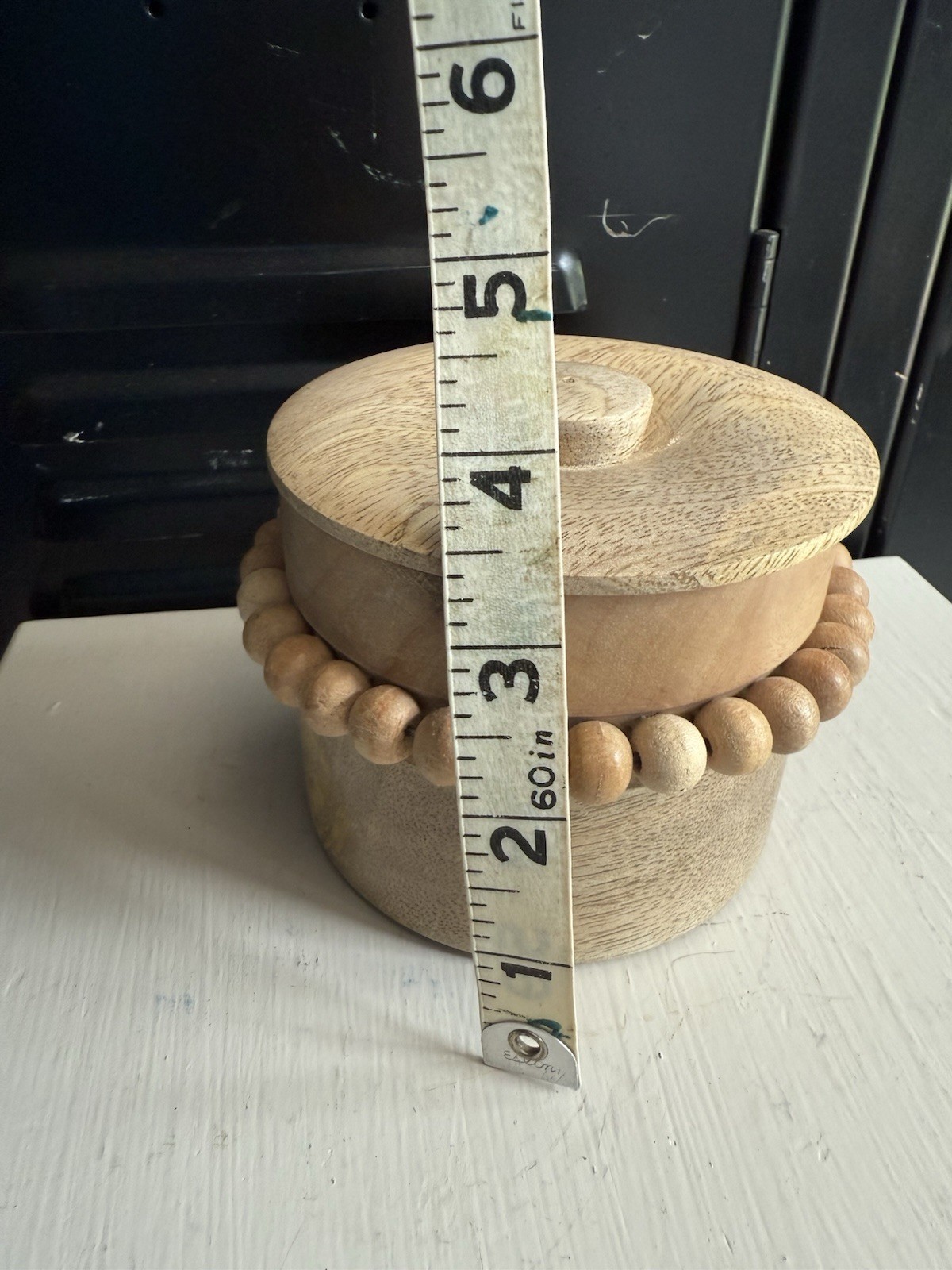 Trinket Box / Keepsake Box WOOD with bead Trim