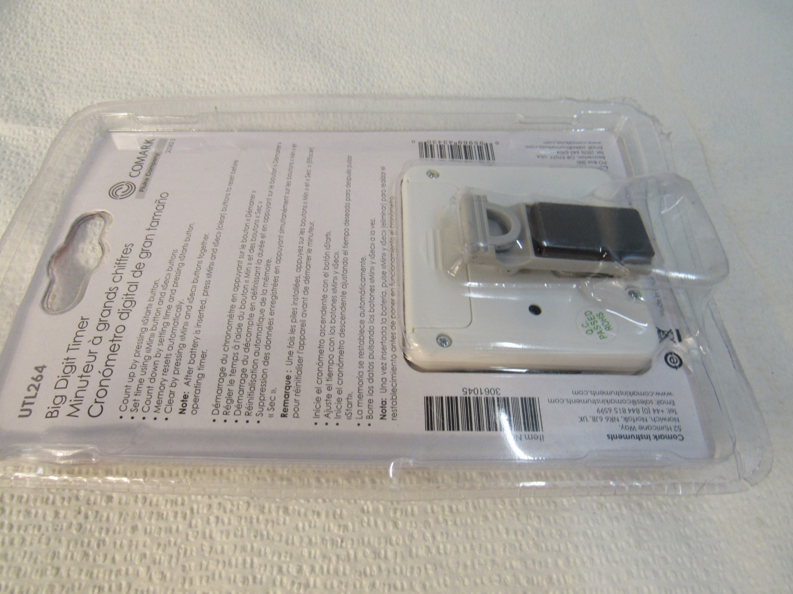 Comark UTL264 Big Digit Kitchen Digital Timer Max 99 Min White