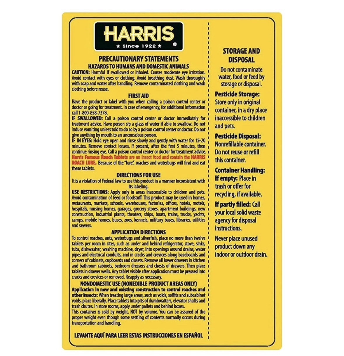 Harris Roach Tablets, Boric Acid Roach and Insects Killer with Lure, Alternative