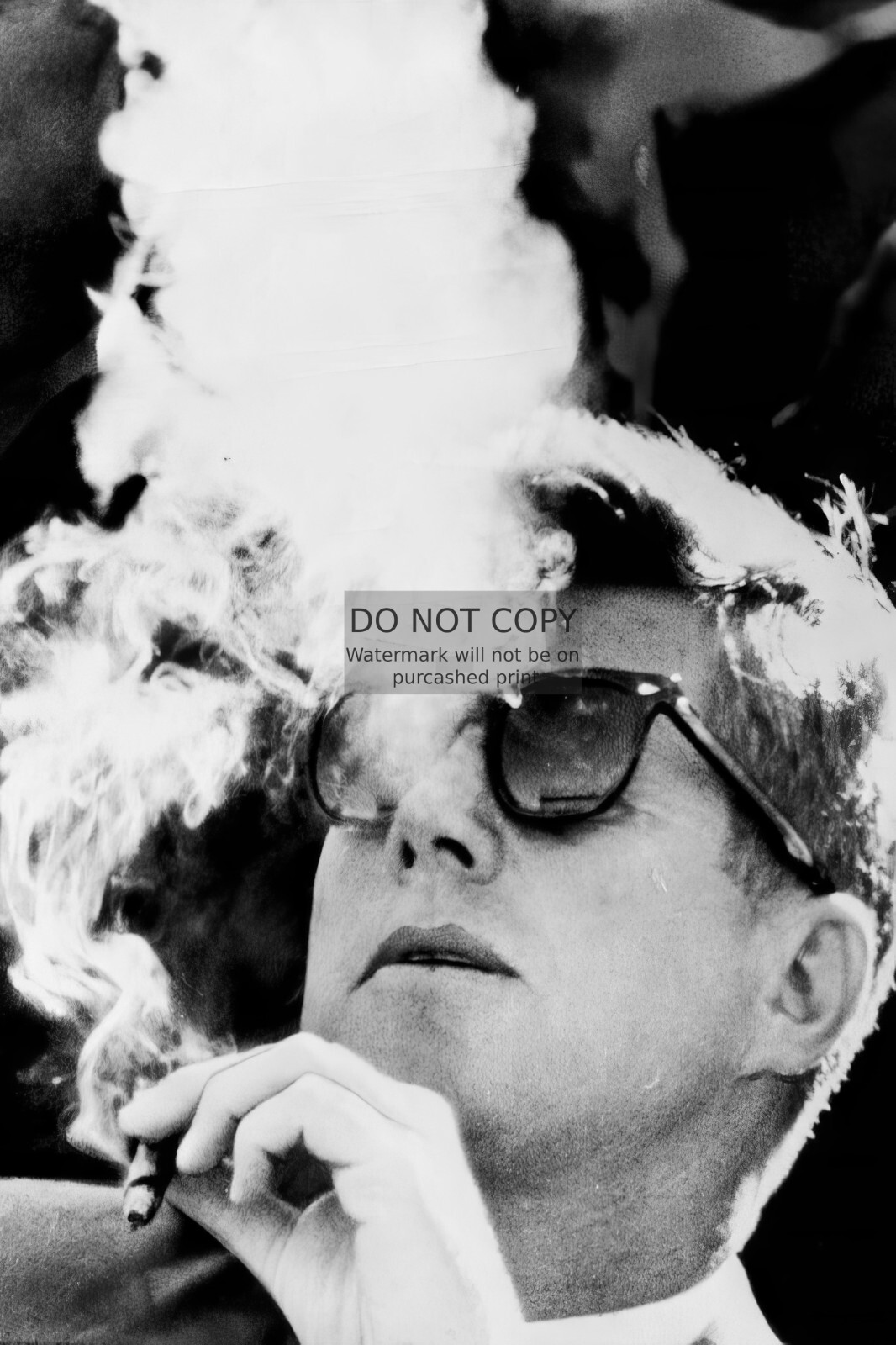PRESIDENT JOHN F. KENNEDY JFK SMOKING CIGAR 4X6 PHOTO POSTCARD