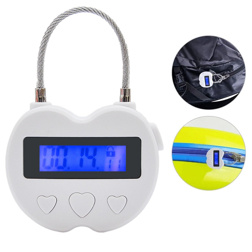 White Time Lock LCD Display Time Lock Multifunction Travel Electronic Timer US