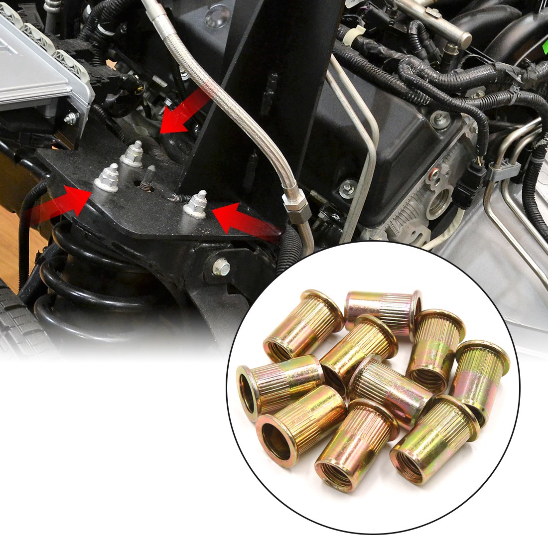 10Pcs 1/2-13 UNC Car Flat Head Rivet Nut Insert Bronze Tone
