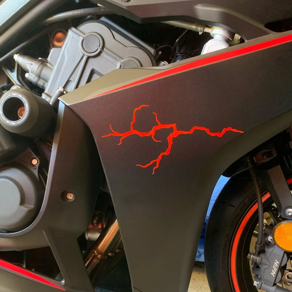 2Pcs Reflective Lightning Motorcycle Stickers Waterproof Vinyl Decals