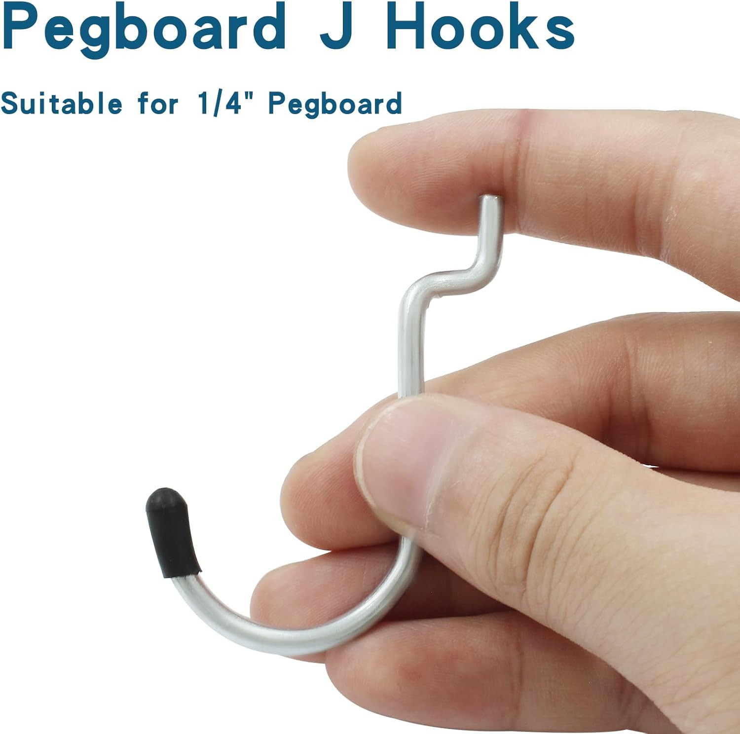 30Pcs Metal Pegboard J Hooks, 1/4" Pegboard Wall Display Assortment Peg Board