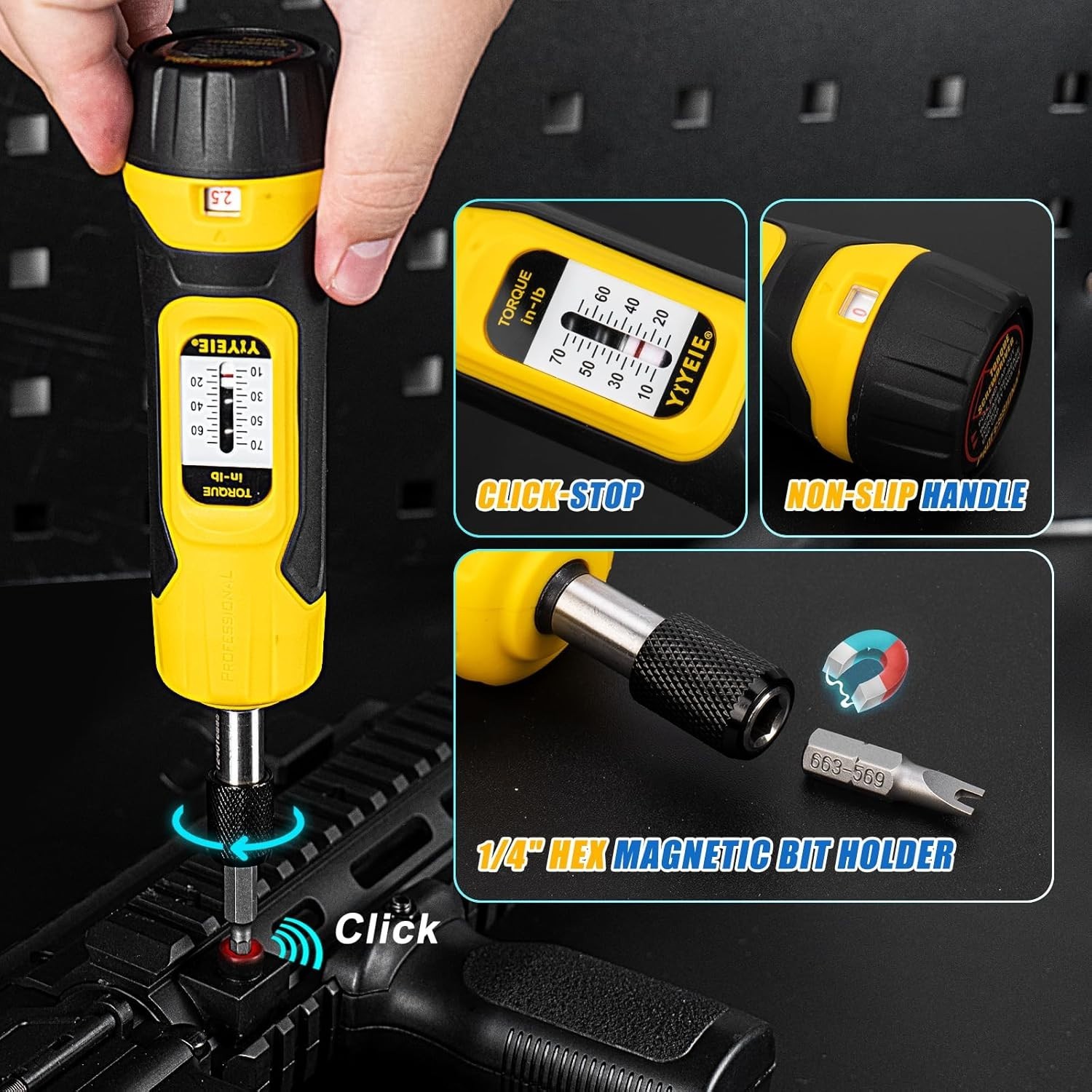 Manual Firearms Torque Wrench Inch/Pound with Bits Case for Scope Mounting Gunsm