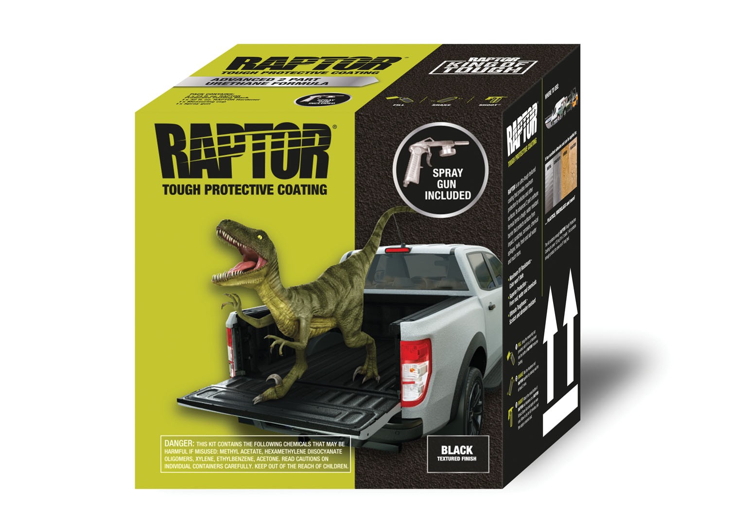 1 US Gallon Kit National Rule Raptor Liner Kit with Gun - Black UPL-UP0820G