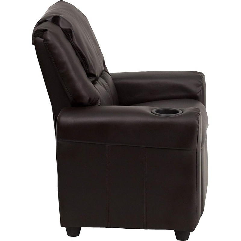 Children's Recliner Chair Foam Upholstered Kid-Friendly Cup Holder Durable Frame