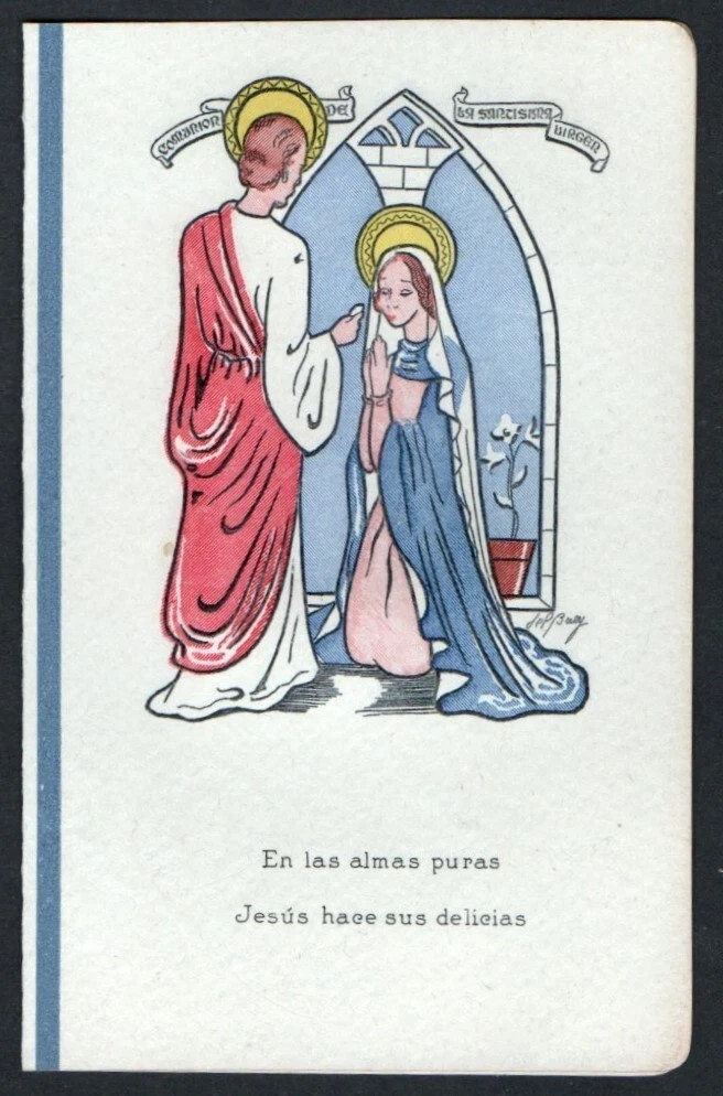 Holy card antique de la Virgin santino image pieuses estampa