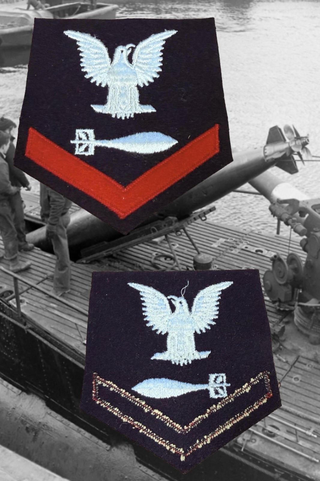 PreWar Left-Facing USN NAVY TORPEDOMAN 3RD CLASS BLUE RATING BADGE
