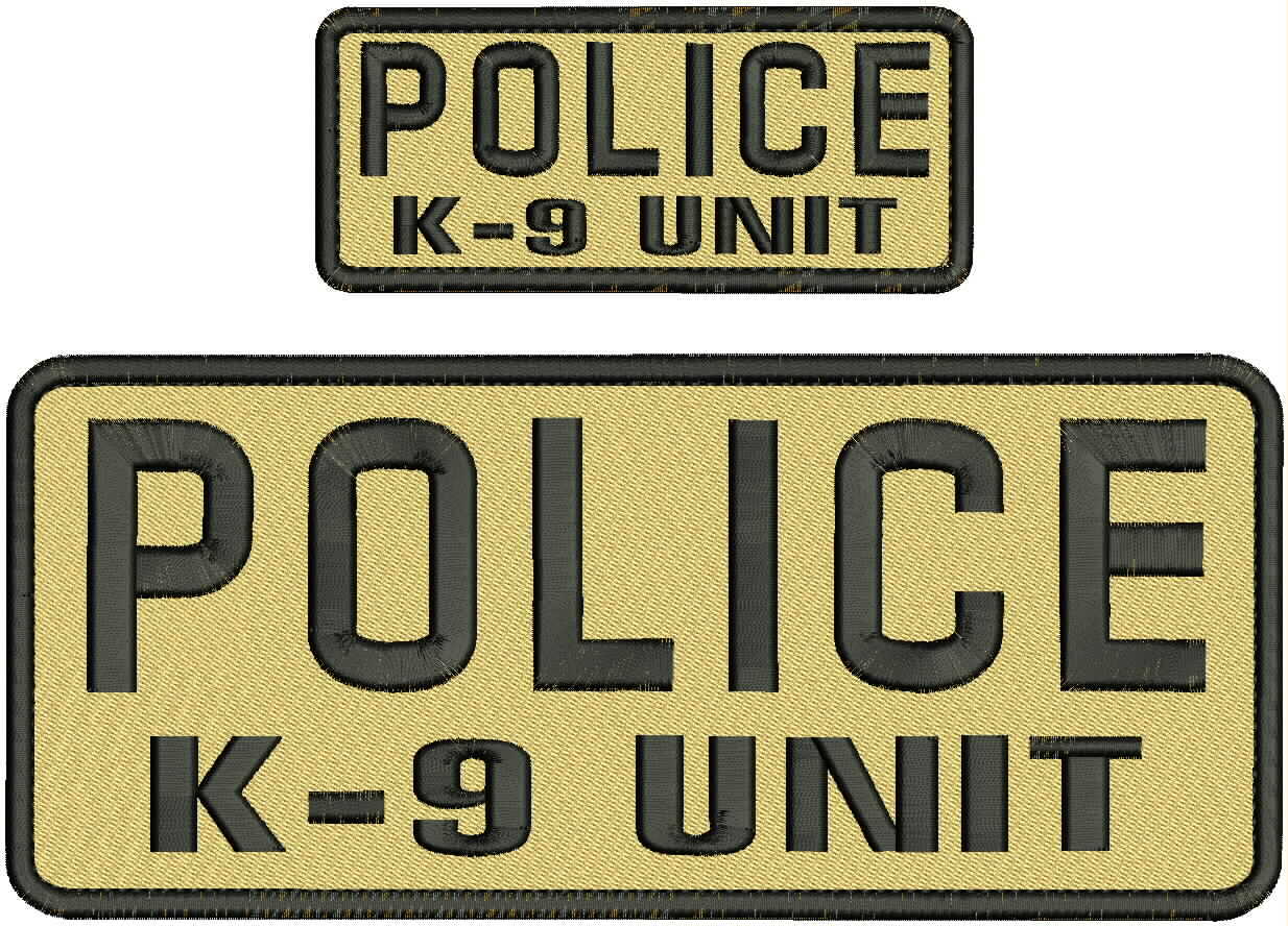POLICE K-9 UNIT EMBROIDERY PATCH 4X10 AND 2X5 HOOK ON BACK tan/blk
