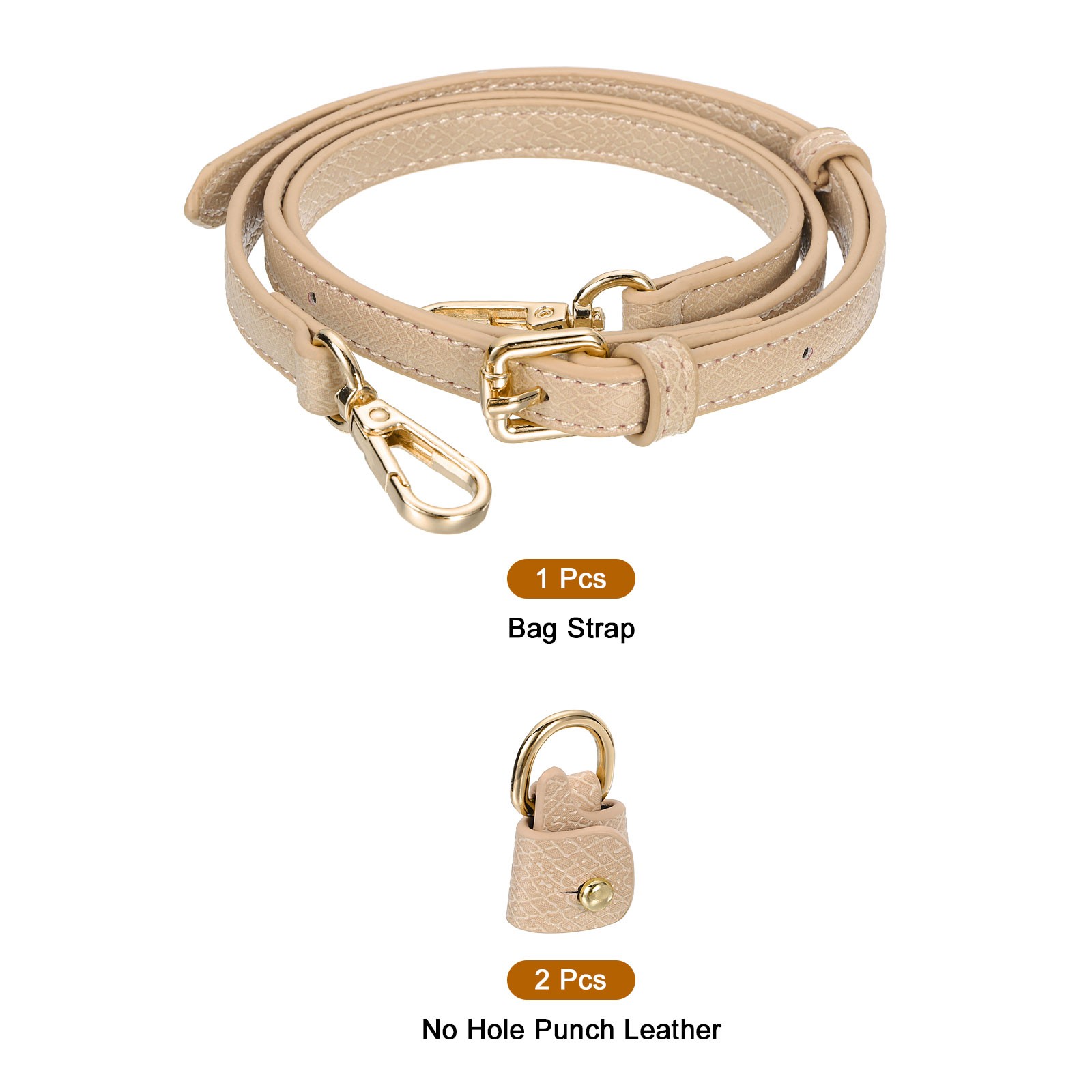 Leather Bag Strap Replacement Adjustable, Pink, Gold Buckle, 1 Set