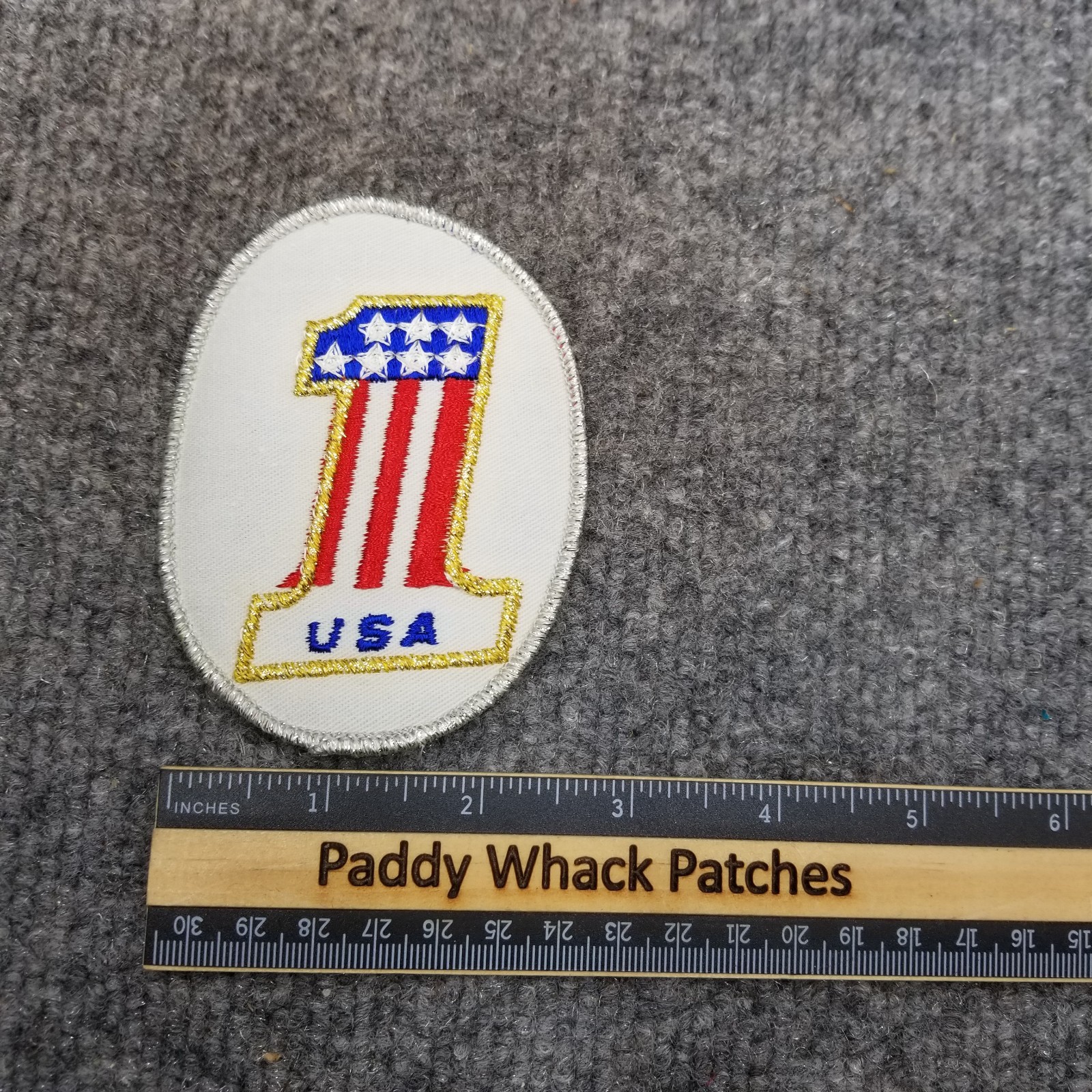 Vintage USA Number One Patch 1 American Flag Auto Car Truck Racing Z0