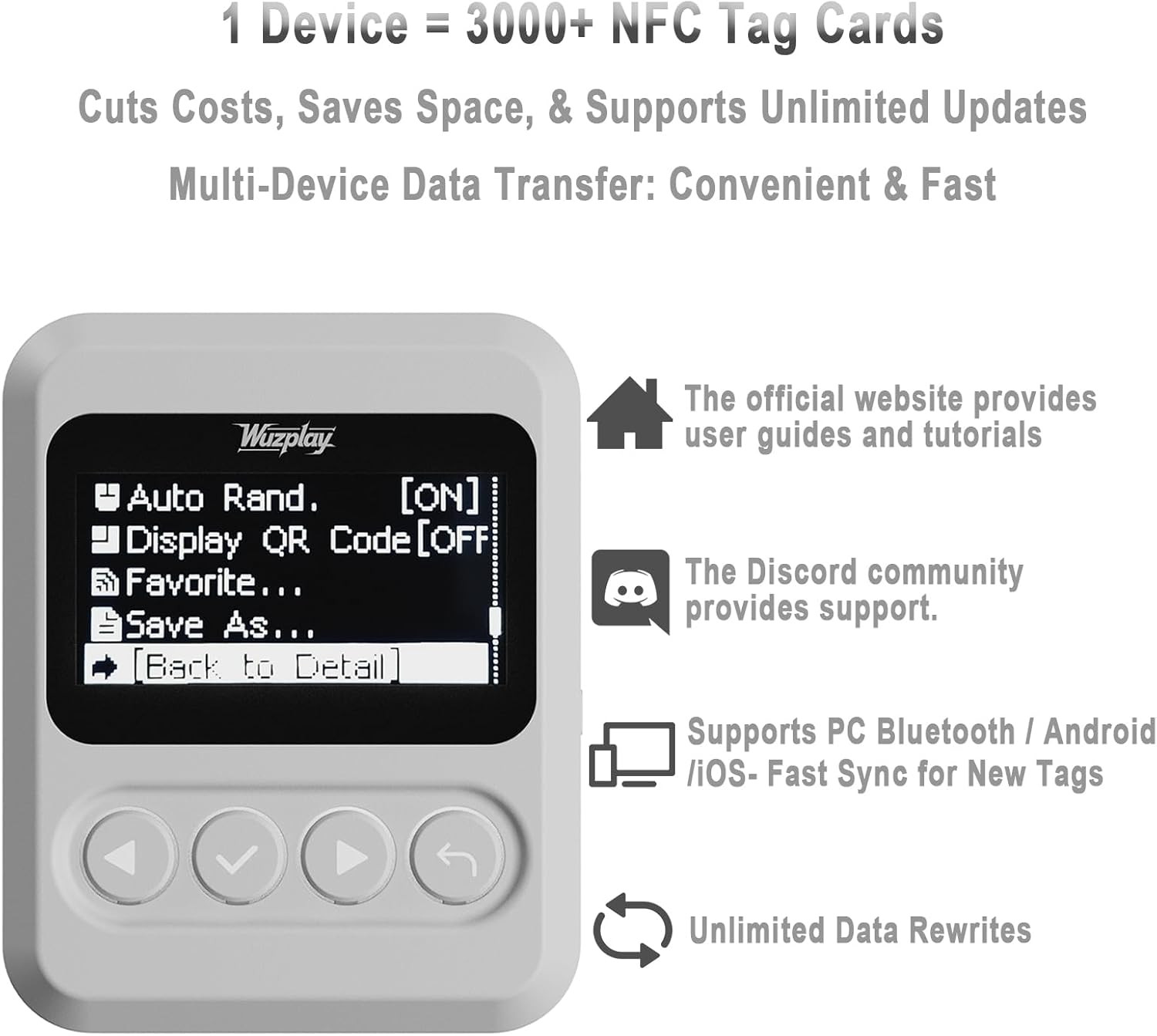 NFC Emulator Compatible with Switch 1 & 2 and NFC Enabled Devices - 1.54”OLED Sc