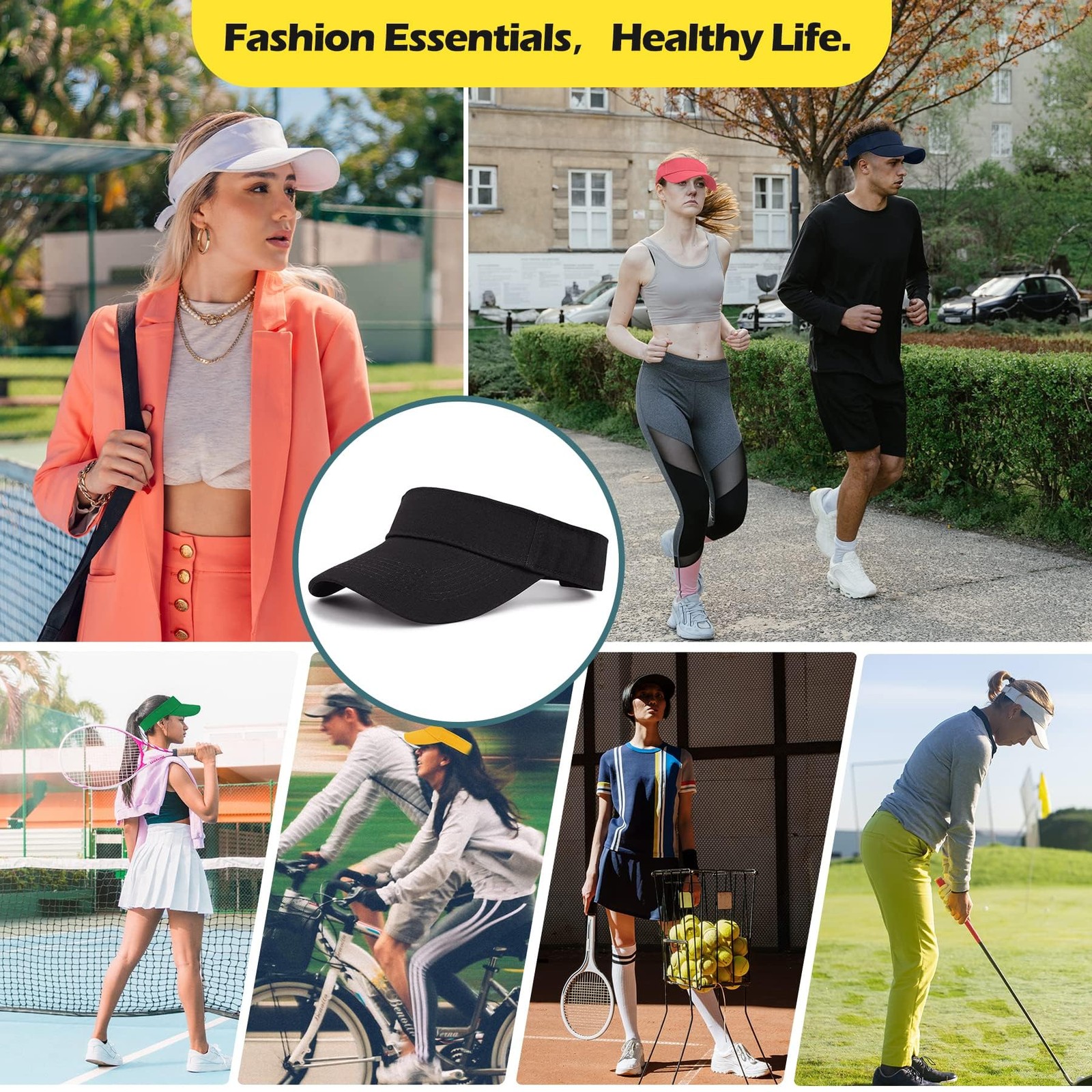 2 Pack Sun Visor Hats for Women Sports Adjustable Football Visor Hat Tennis G...