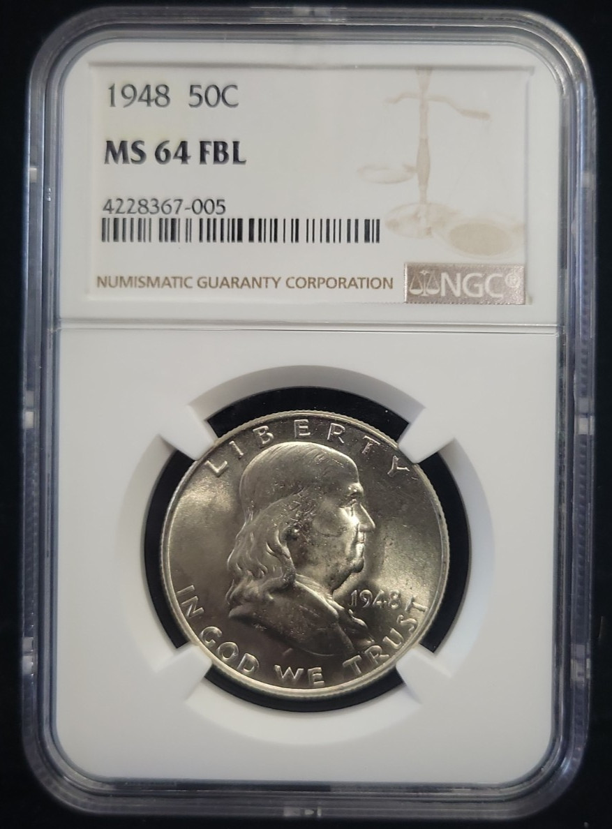 1948 Silver Franklin Half Dollar 50C NGC MS64FBL | Full Bell Lines
