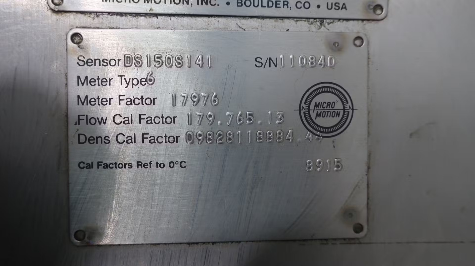 Micro Motion 150S-SS-A150 Mass Flow Sensor 1-1/2in