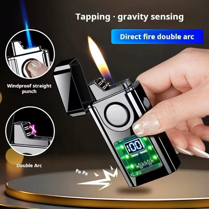 Voice-Controlled ,and Touch Gas Lighter USB Rechargeable double Flame LEDdisplay