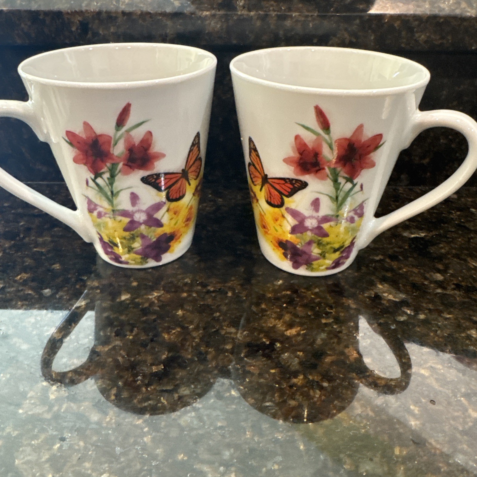 Butterfly Ceramic Mug Set Of TWO