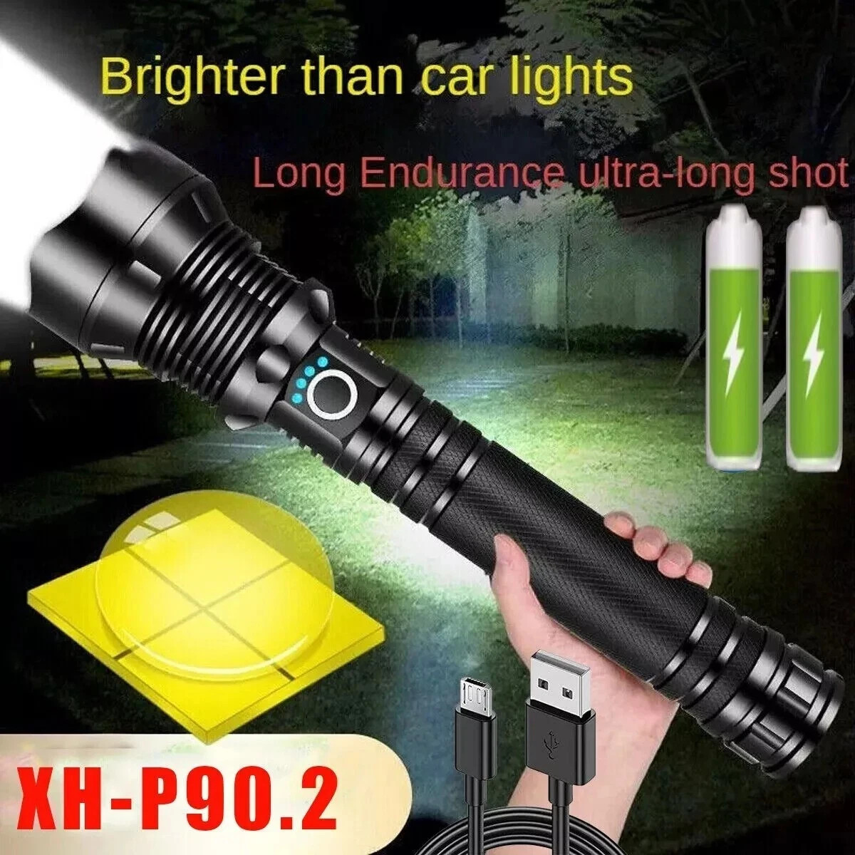 Super Bright LED Tactical P90 Flashlight Torch Rechargeable Battery Work Light