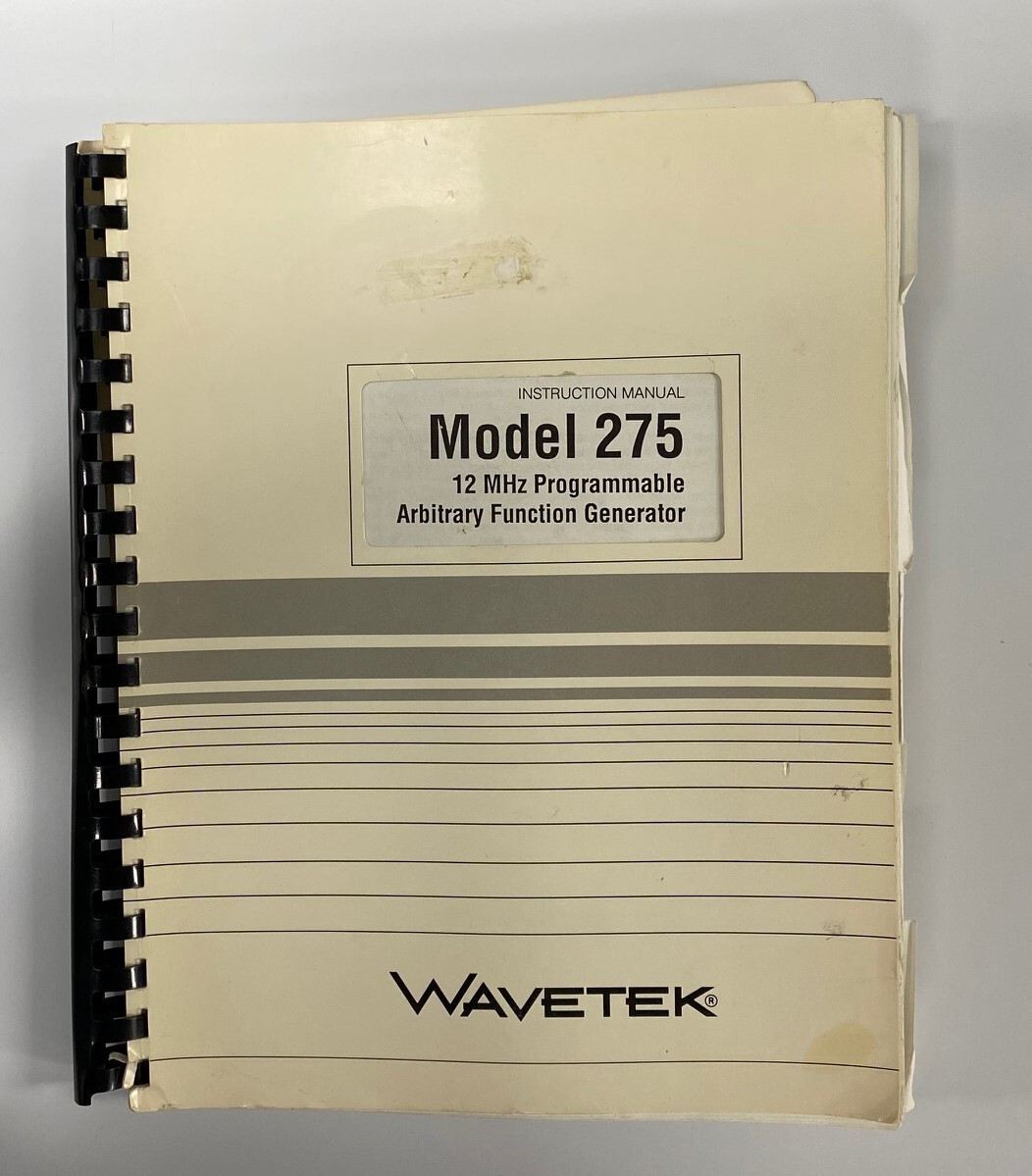 WAVETEK® INSTRUCTION MANUAL 1300-00-023 REV 6/89 FOR MODEL 275
