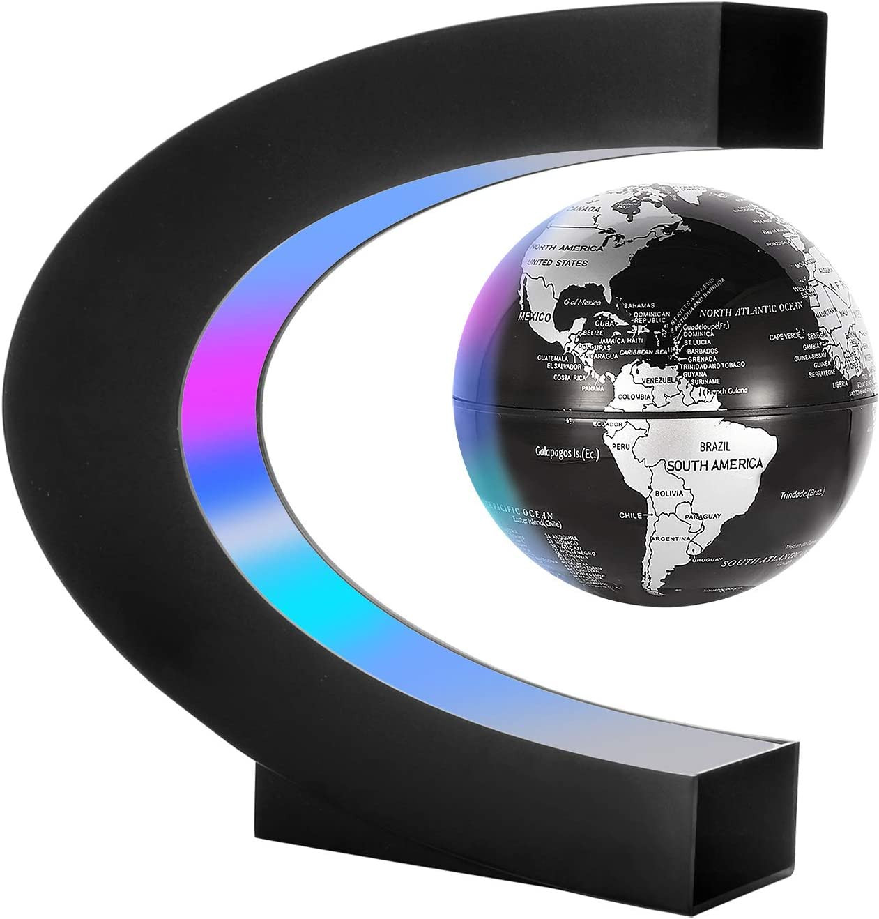 Magnetic Levitation Floating World Map Globe, C Shape Base with LED Lights, Grea