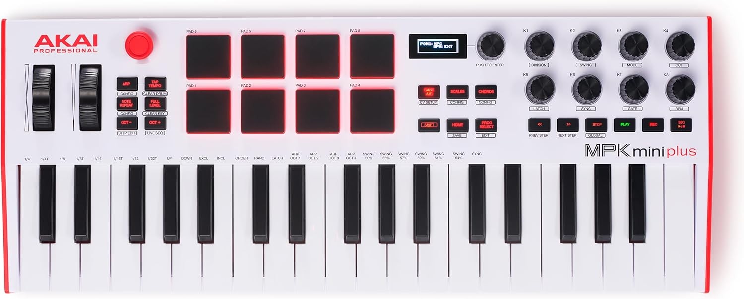 MPK Mini Plus,USB MIDI Keyboard Controller with 37 Mini Keys,8 MPC Pads