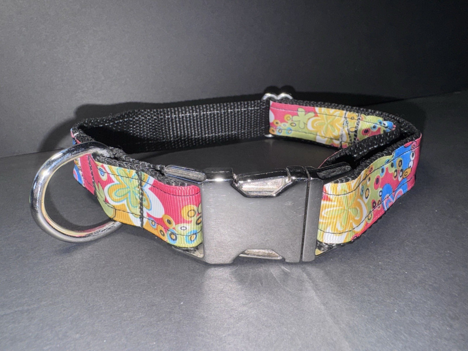 Dog Collar Yellow Flower Large Handmade Heavy Duty Pattern NEW
