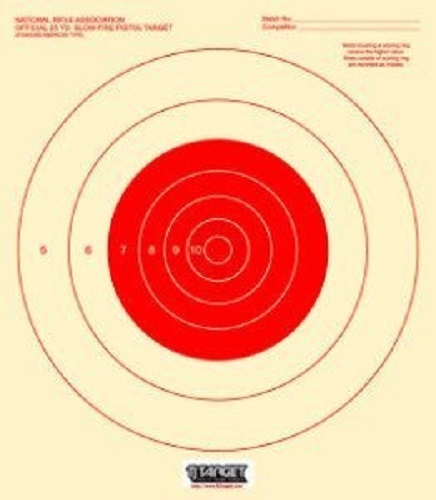 B-16 [red] 25 Yard Slow Fire Pistol Target (50) Tagboard -red bull's eye.