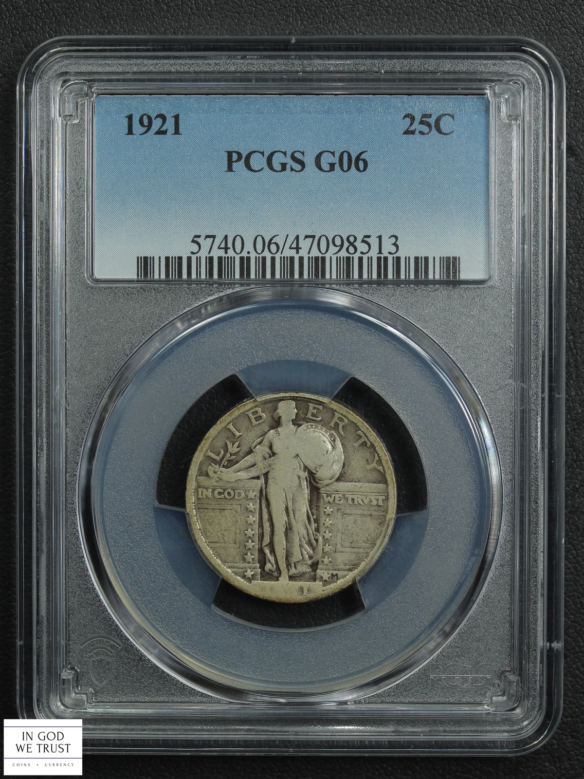 1921 Standing Liberty Silver Quarter 25C PCGS G 06