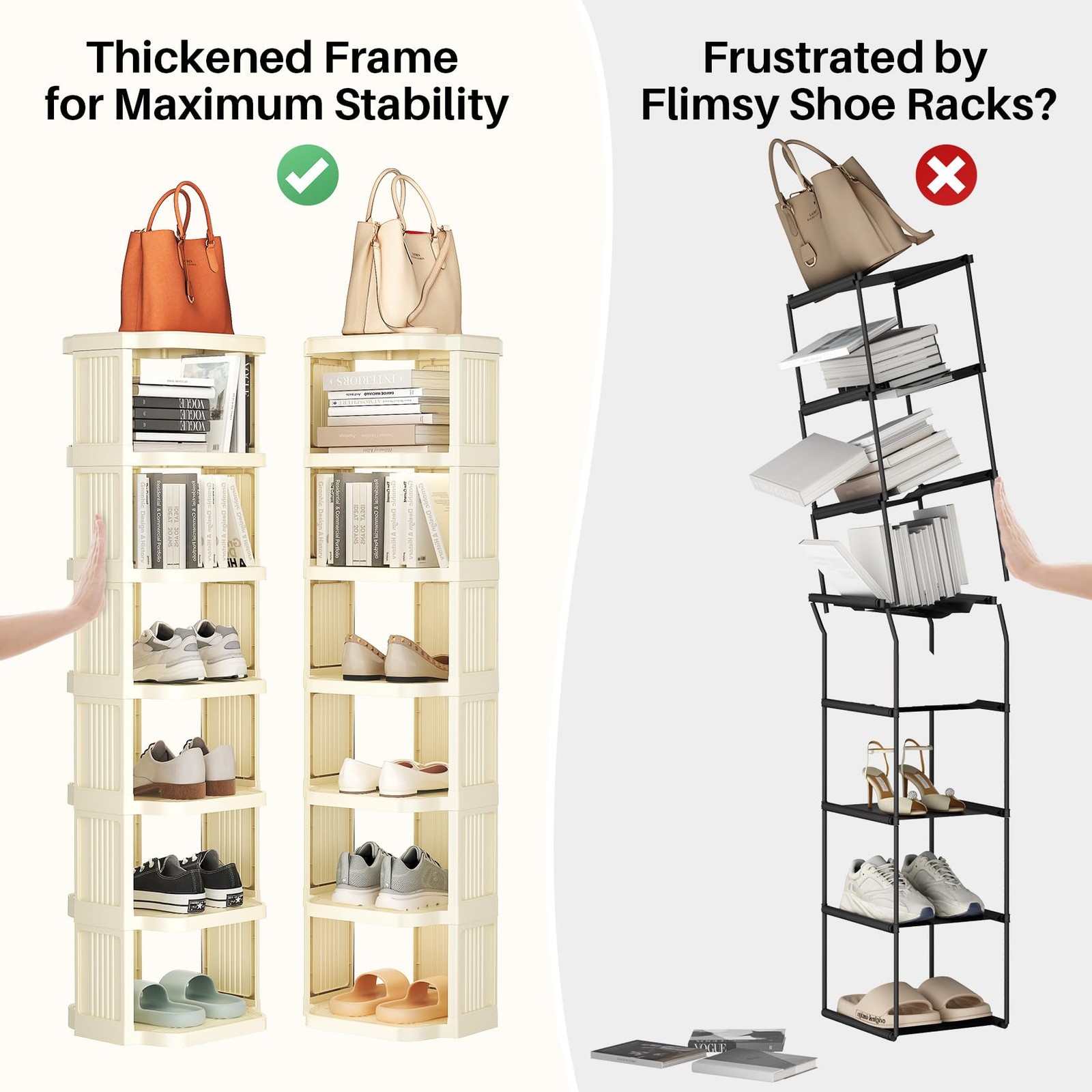 Vertical Shoe Rack: 8 Tiers Stackable Shoe Rack for Closet DIY Free Standing ...