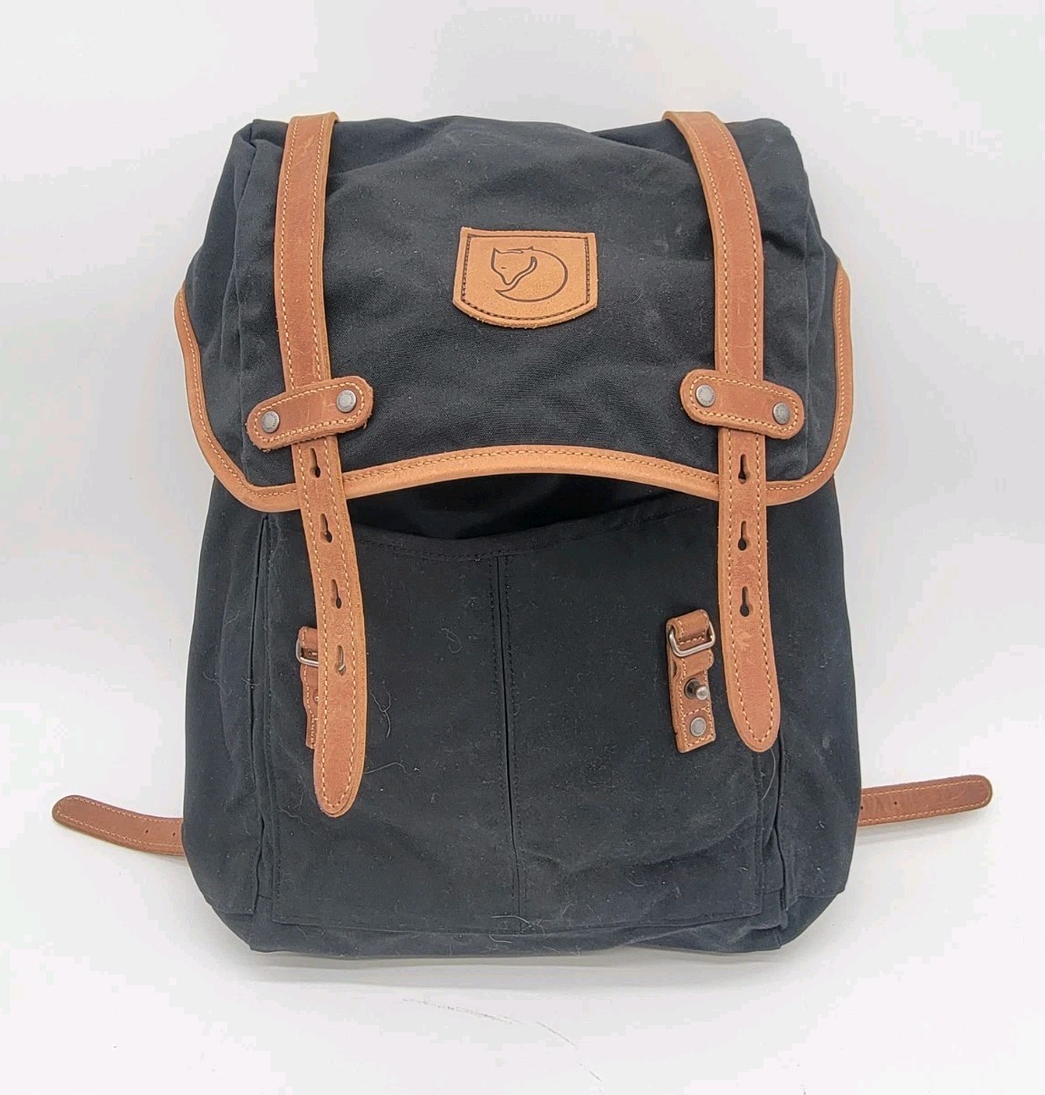 Fjällräven Rucksack No. 21 Medium Black G-1000 Canvas & Leather Backpack Daypack