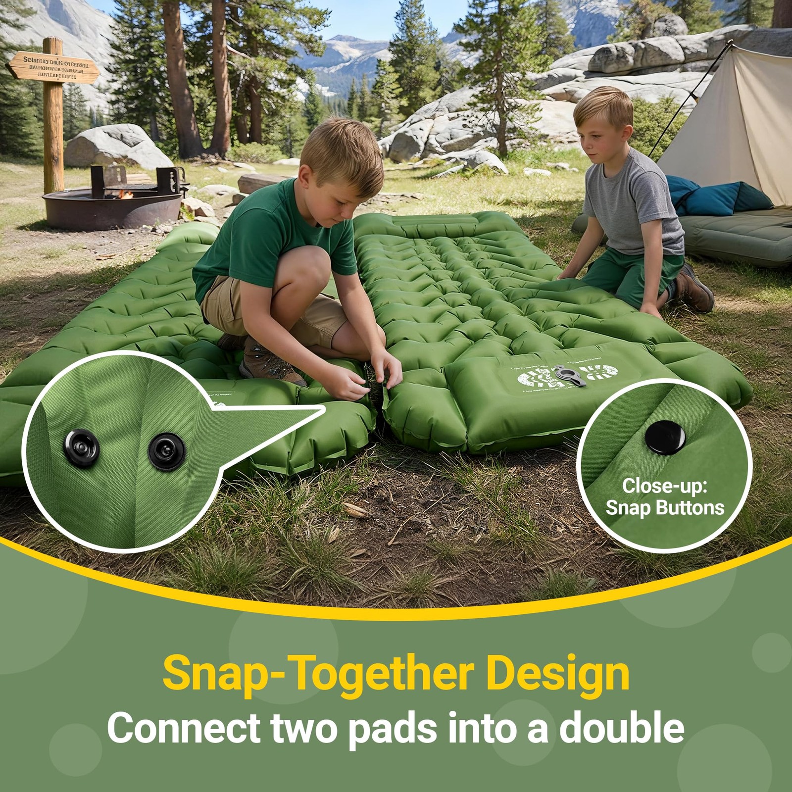 Camping Sleeping Pad, Backpacking Sleeping Pad with Built-in Pillow and Foot ...