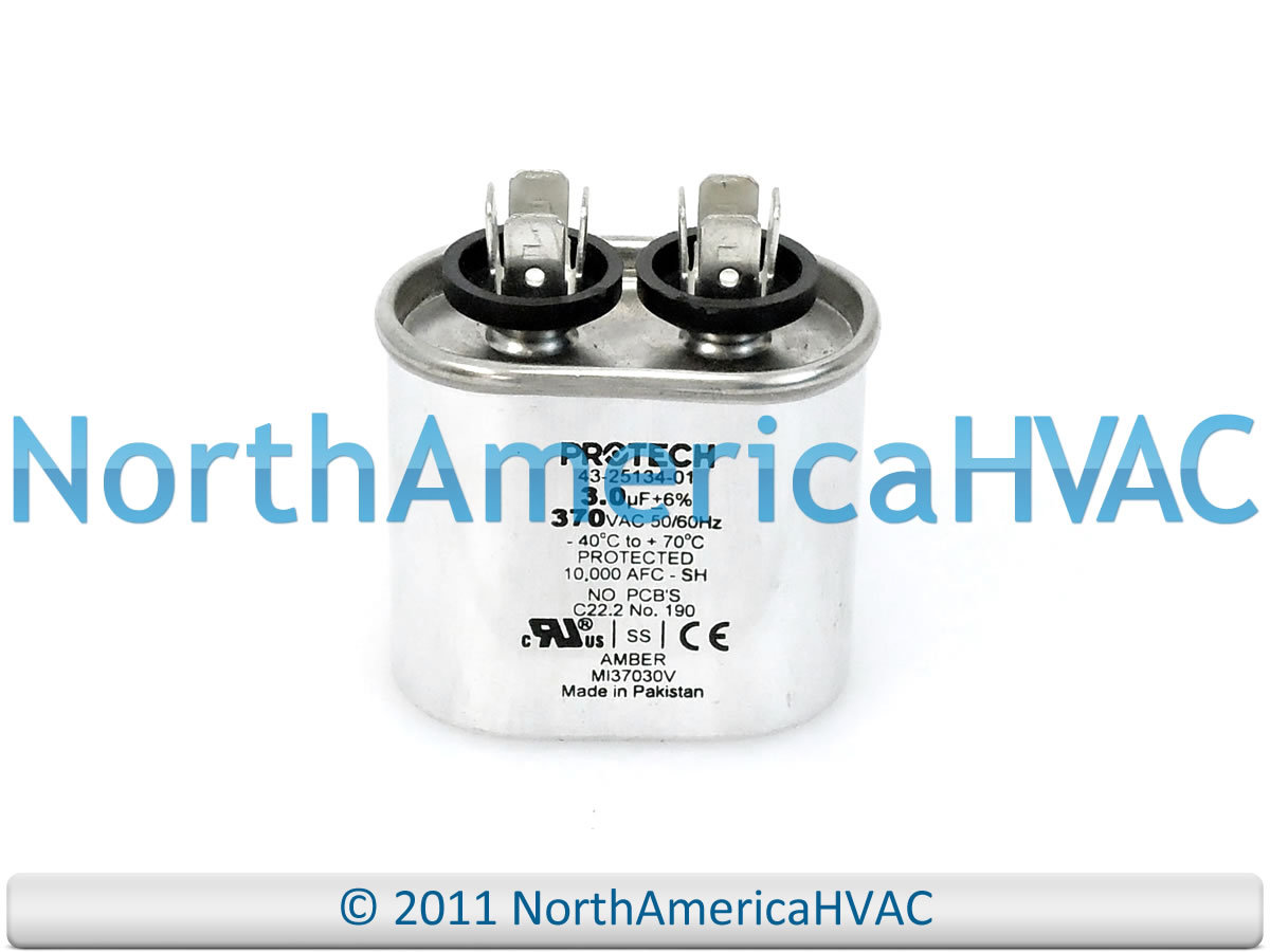Rheem Ruud Protech Oval Run Capacitor 3 uf 370 Volt Fits 43-20847-01 43-20847-02