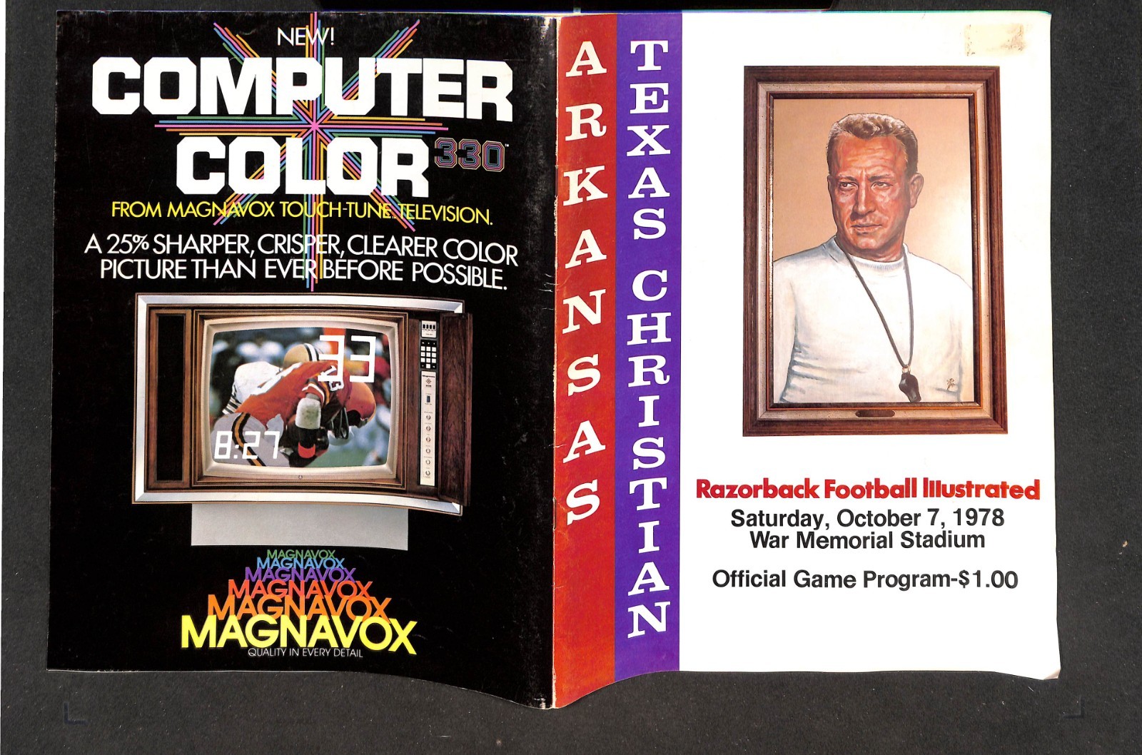 OCTOBER 7, 1978 TCU HORNED FROGS @ ARKANSAS RAZORBACKS COLLEGE FOOTBALL PROGRAM