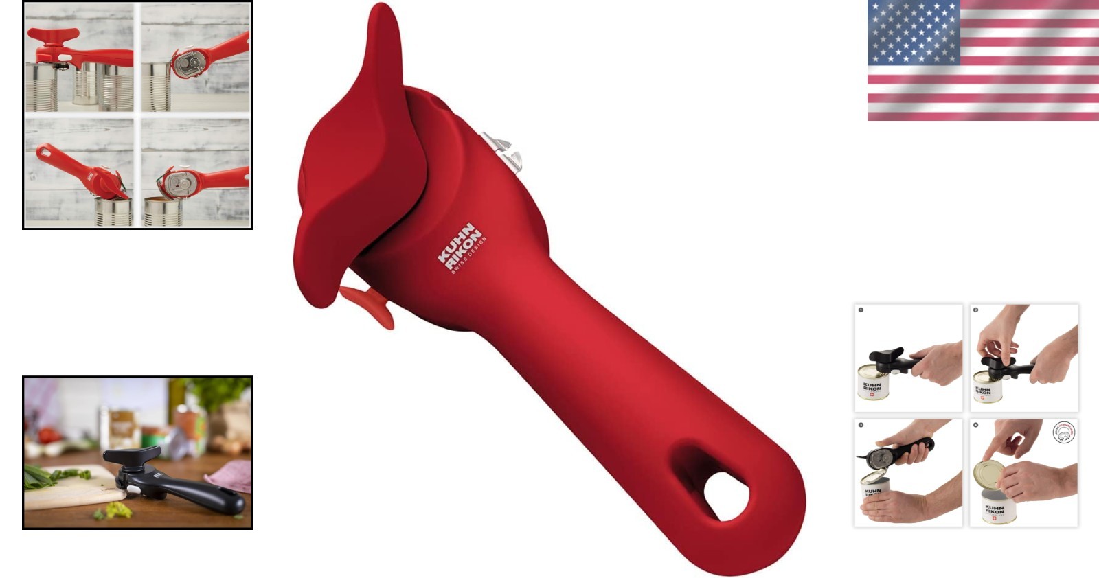 Ergonomic Can Opener, Red - Stainless Steel