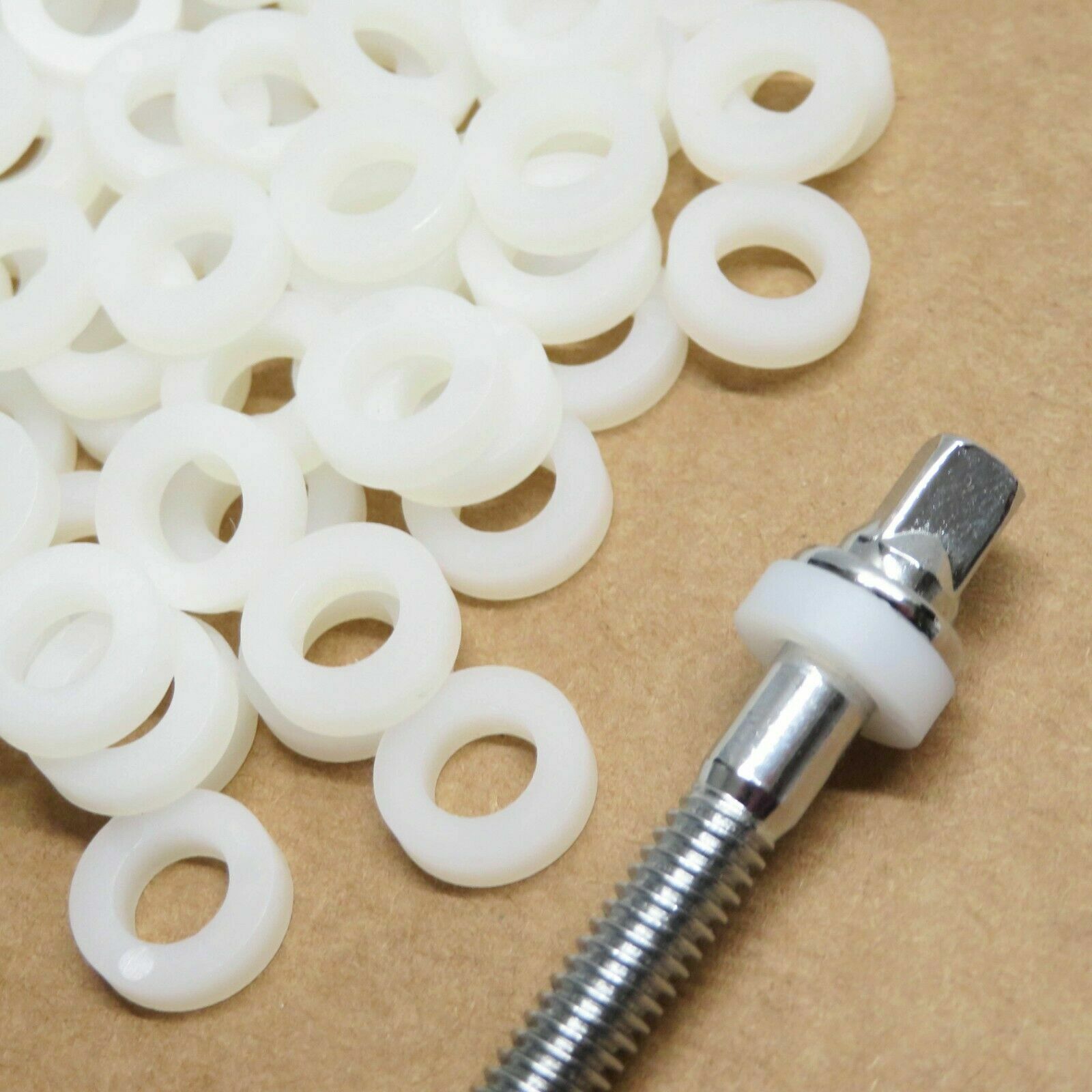 20 pk White THICK NYLON TENSION ROD WASHERS Tom, Snare, Bass Drums LTRW-001-WHT