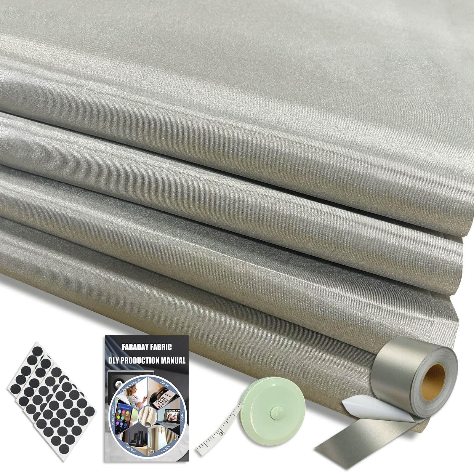 ZTTXL Faraday Fabric 43" W×236" L(Big 6 Yards)+1.18" W×314" L Faraday Tape, F...