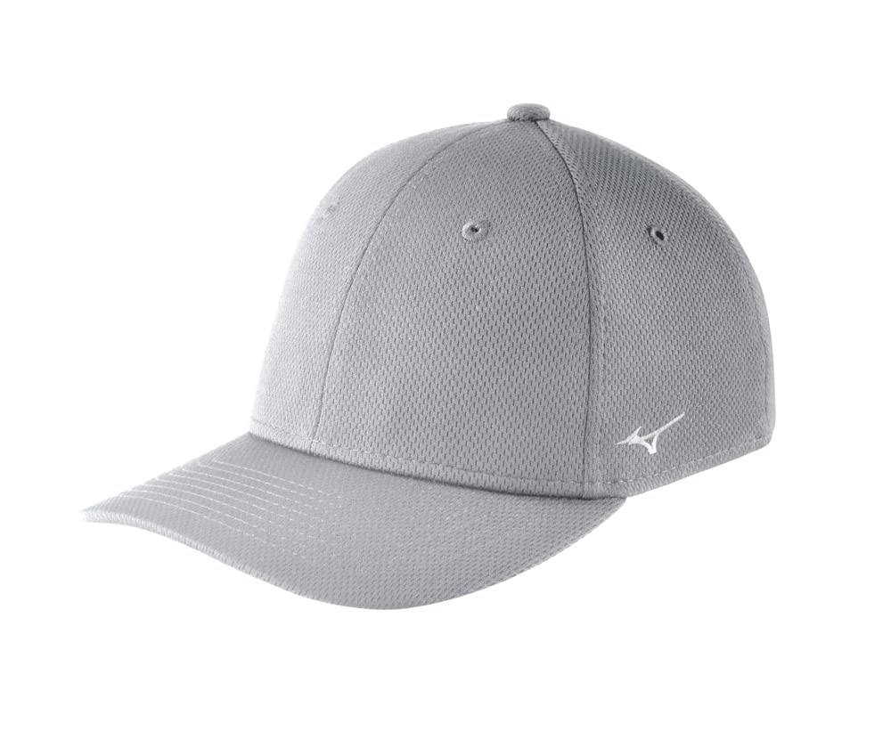 Mizuno Stretch Fitted Team Hat, X-Small/Small, Grey X-Small-Small,