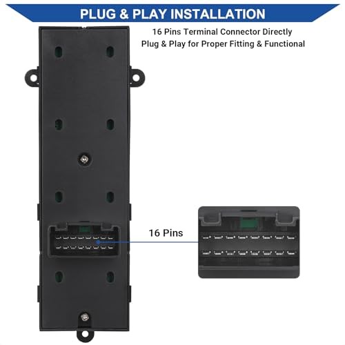 Power Window Switch Front Left Driver Side 16 Pins Compatible with 2011-2013