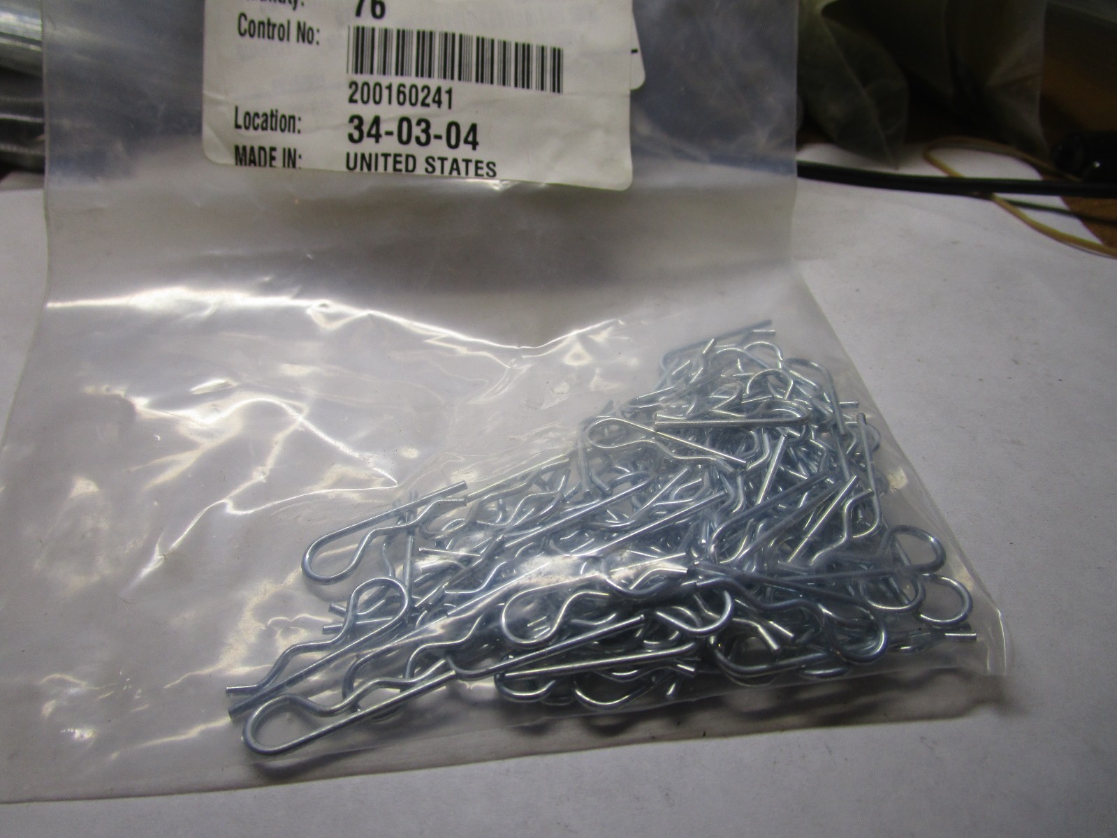 Zinc Hitch Pin Clip (For Shaft Size 1/4-5/16") QTY 76