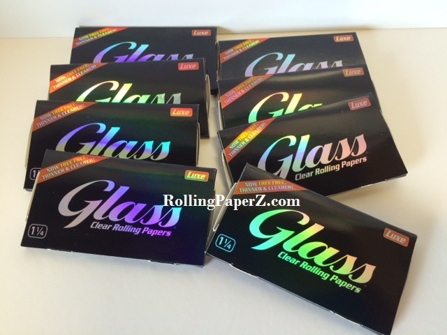 8 PACKS/50 sheets each/400 Total Glass Luxe Clear Cellulose 1 1/4 Rolling Papers