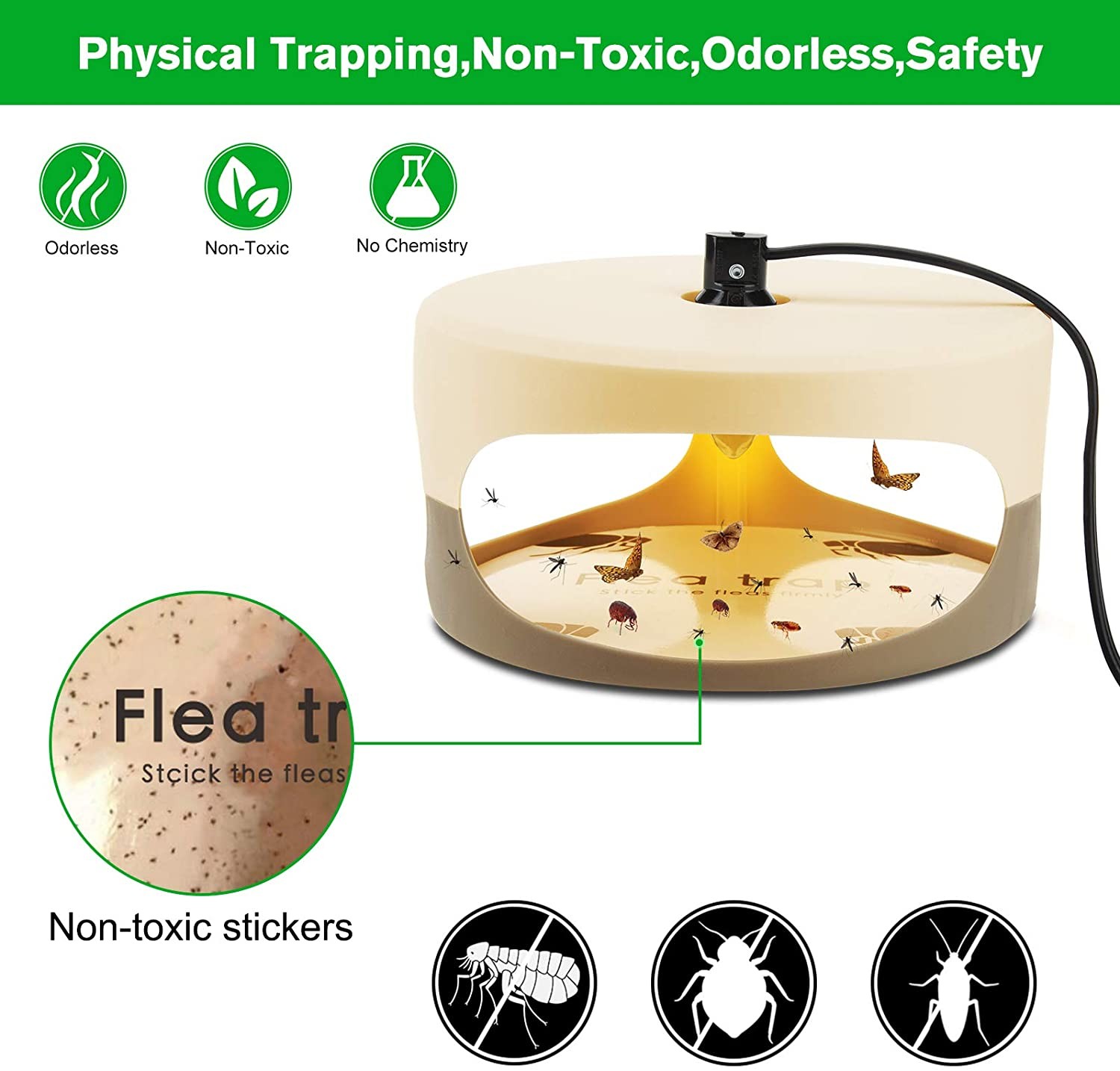 5 Pcs Flea Trap Refill Discs Replacement Glue Boards, 7.1 inch Sticky Pads