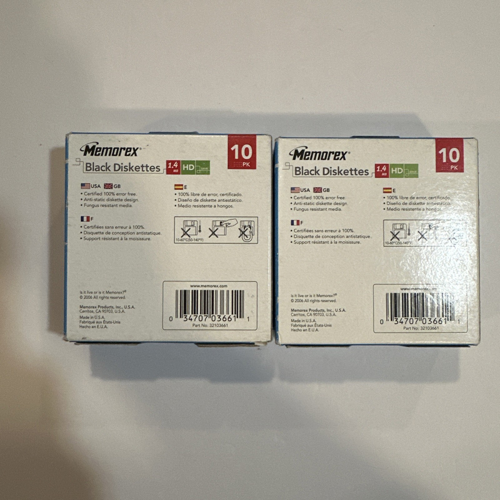 Memorex Black Diskettes 10 Pack New 3.5" Computer Diskettes 2 Boxes