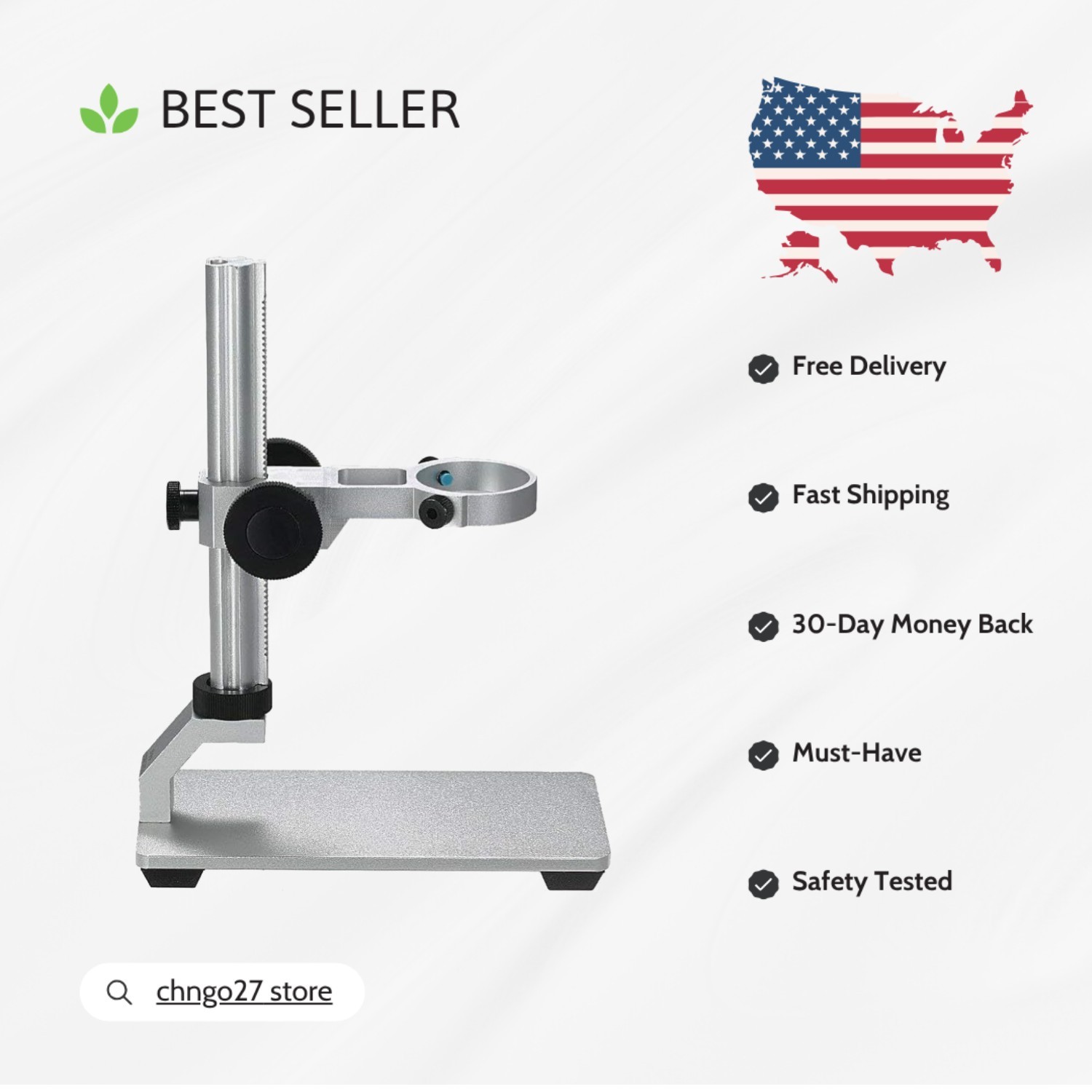 Lightweight Portable Aluminium Microscope Stand - Adjusts from 0 to 7 Inches