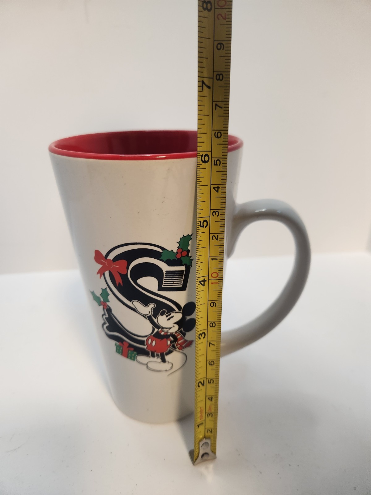MICKEY MOUSE Disney WITH LETTER S XMAS MUG 16 Oz