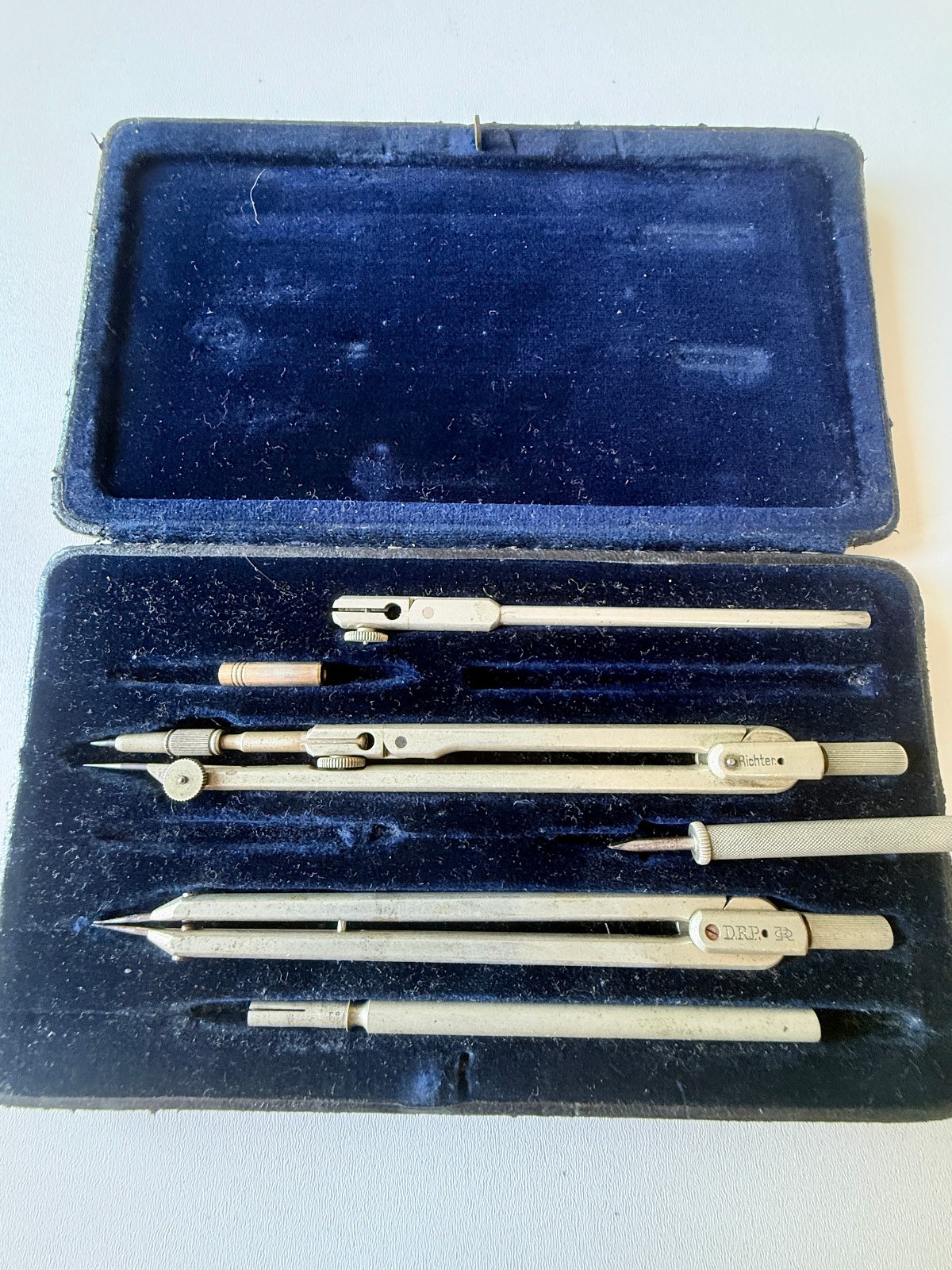 Vintage Richter Präcision Drafting Compass Set Germany Boxed DRP Tools