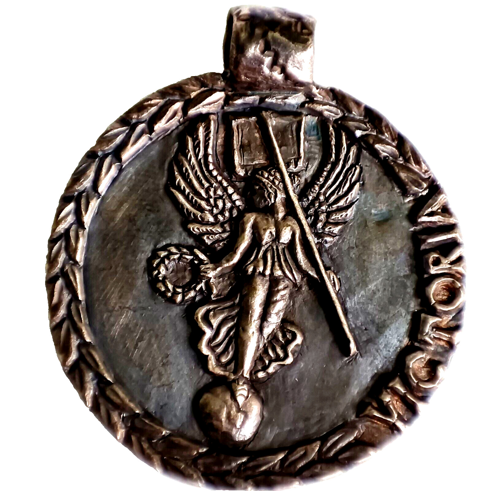 29-27 BC Ancient Roman Legionary SILVER Pendant Depicting High Detailed Victoria